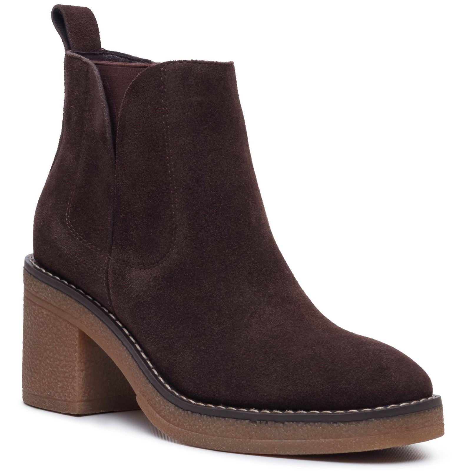 Hush Puppies Felicia Suede Women's Chocolate Heeled Ankle Boots