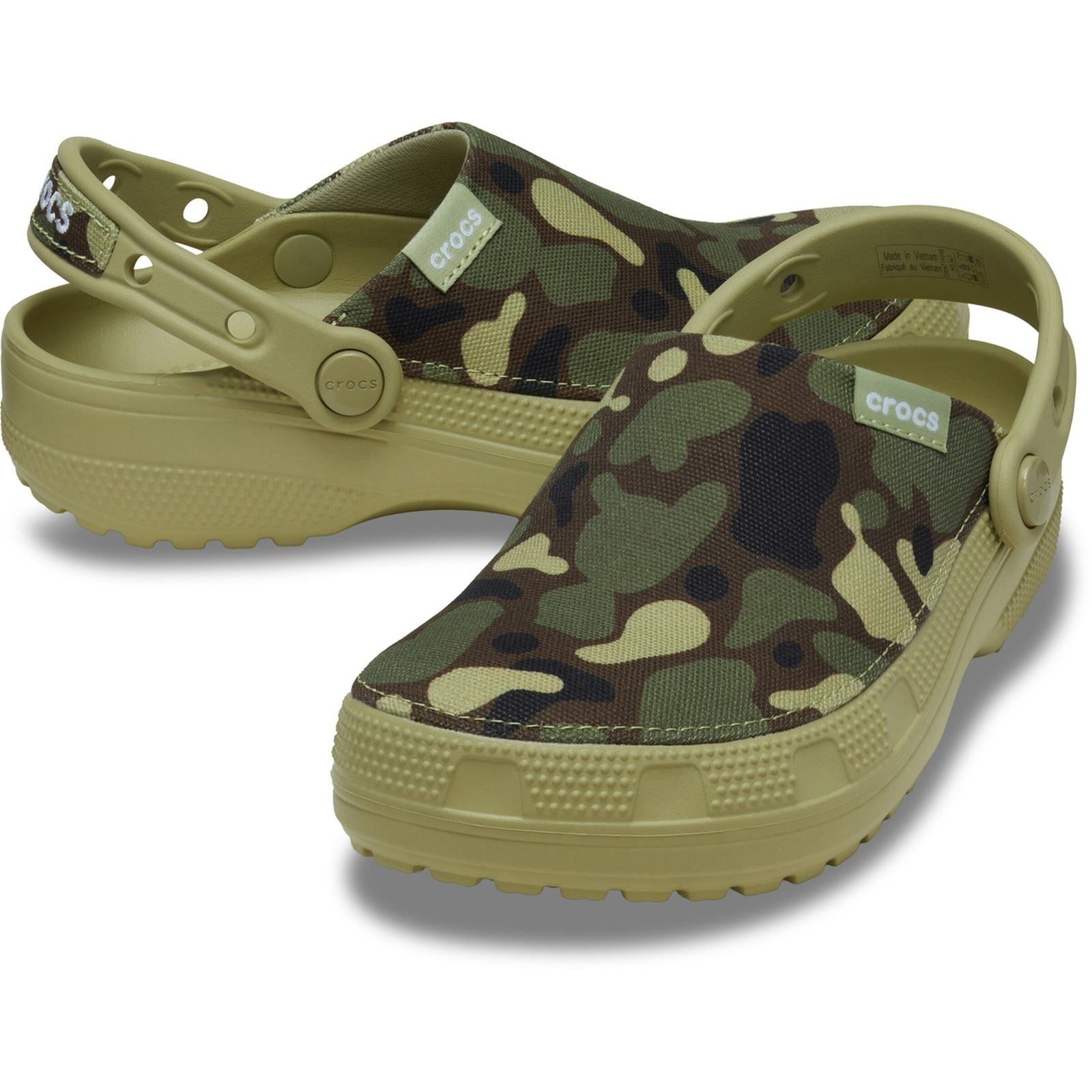 Crocs Classic Crafted Camo Textile Blend Men's Tac Green Clogs