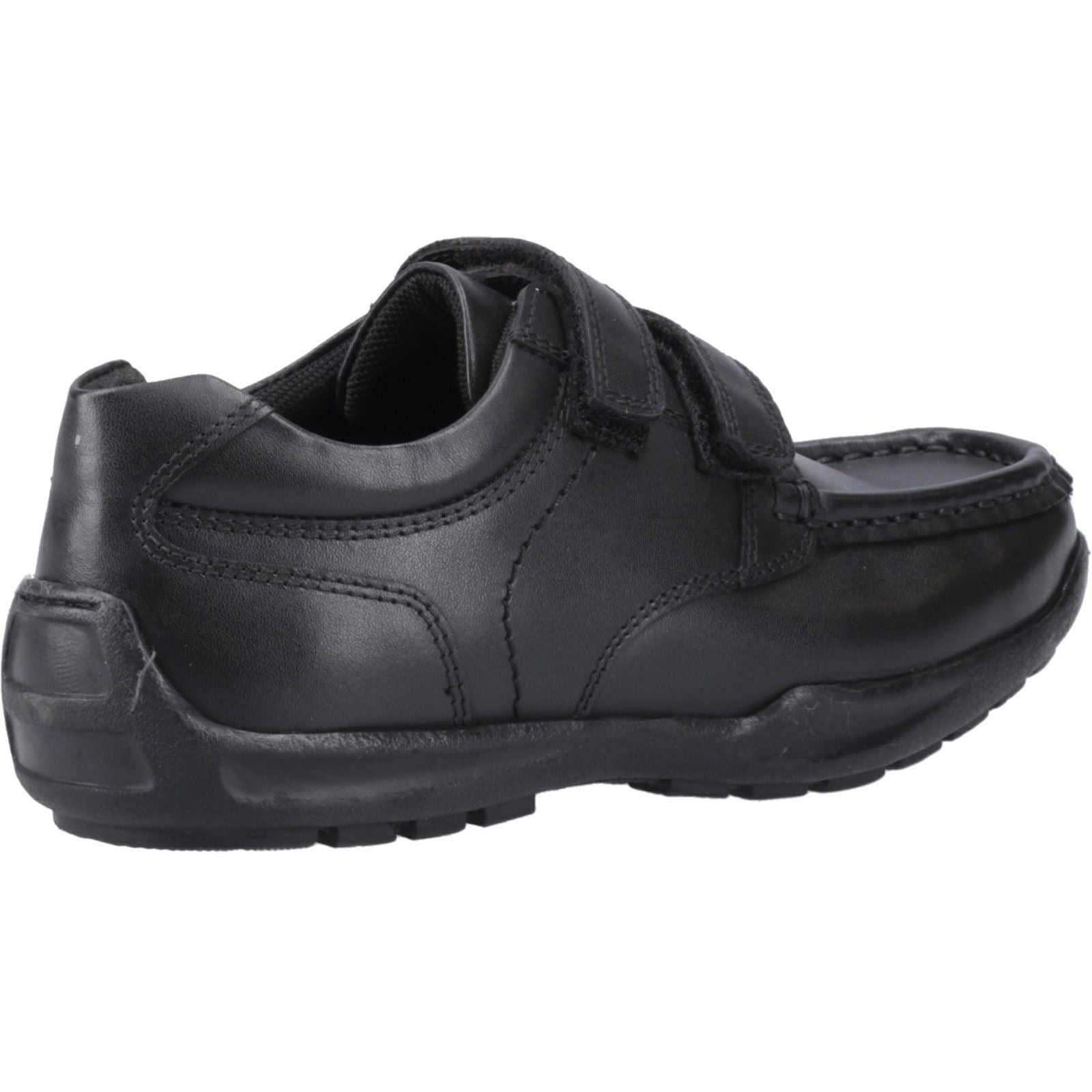 Hush Puppies Maddox Touch Fastening Leather Youth Boy's Black Shoes
