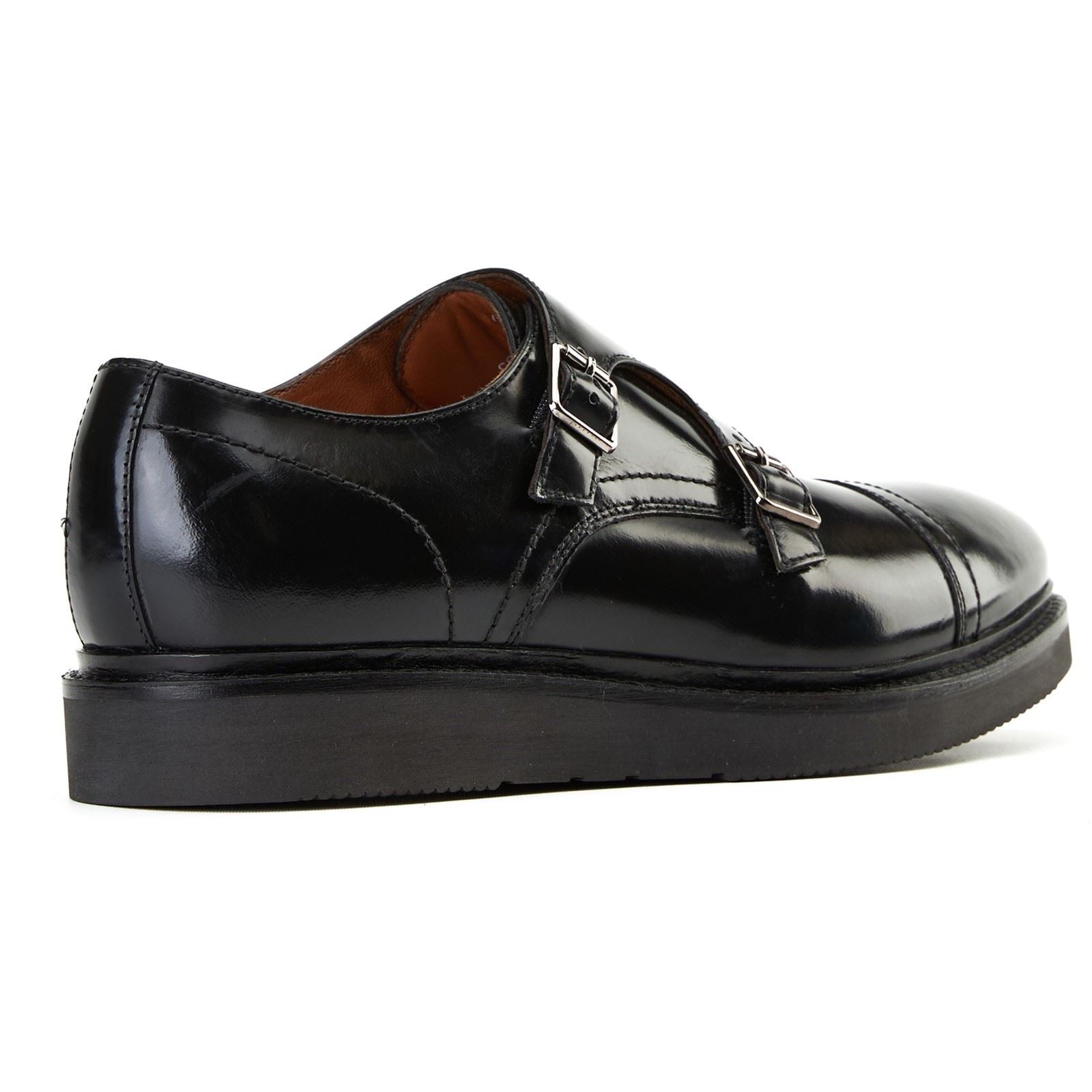 Base London Knight Leather Men's Black Double Monk Shoes