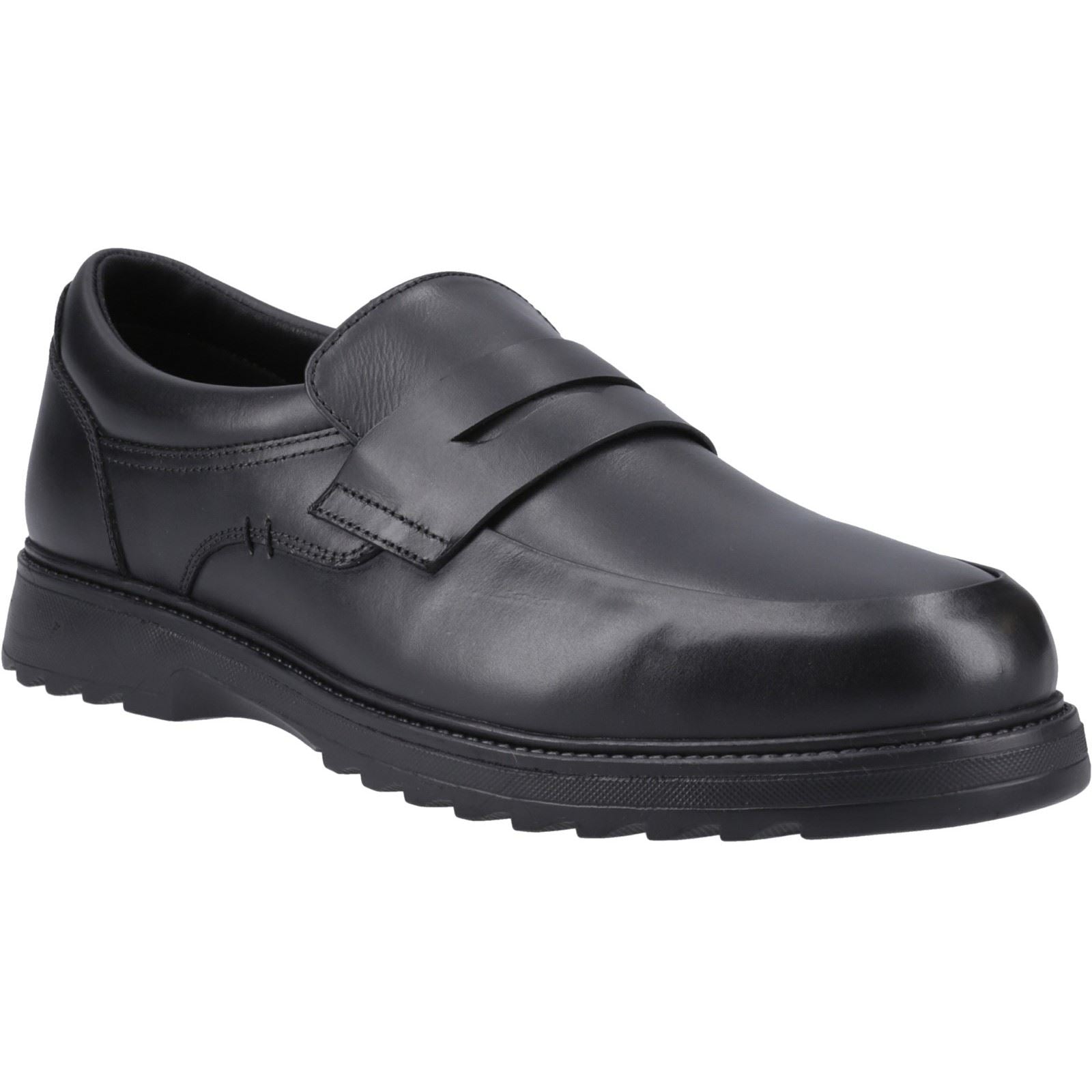 Hush Puppies Rocco Loafer Leather Youth Boy's Black Loafers