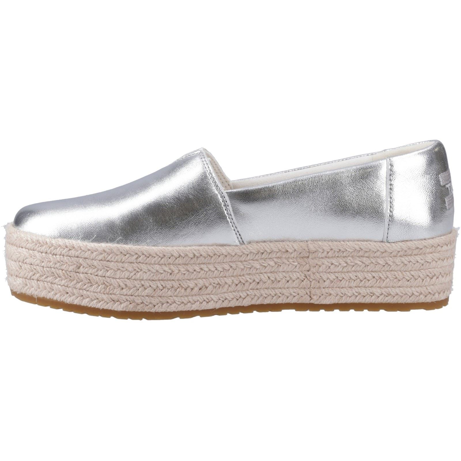 TOMS Valencia Leather Women's Silver Espadrilles