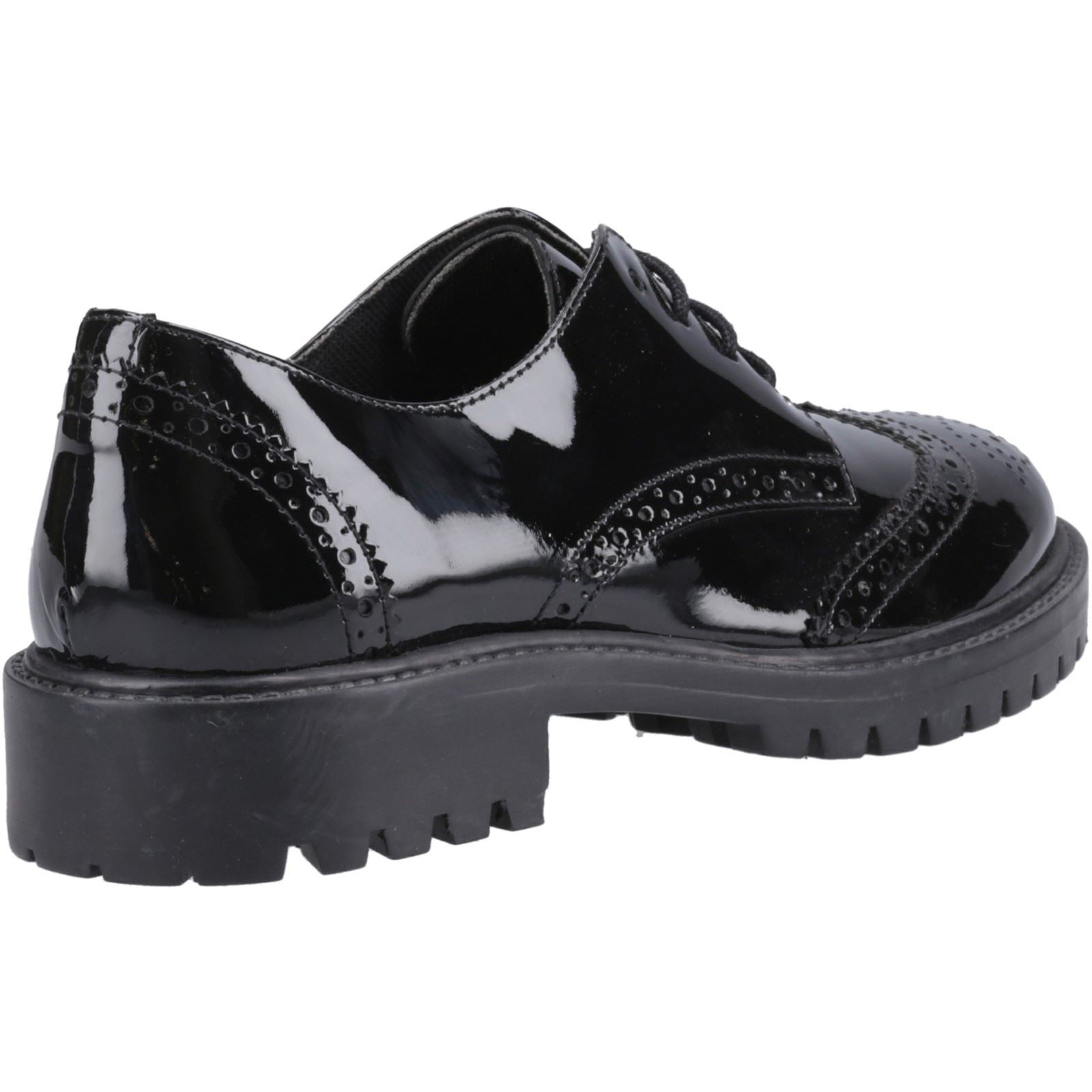 Hush Puppies Athena Patent Leather Youth Girl's Black Brogues