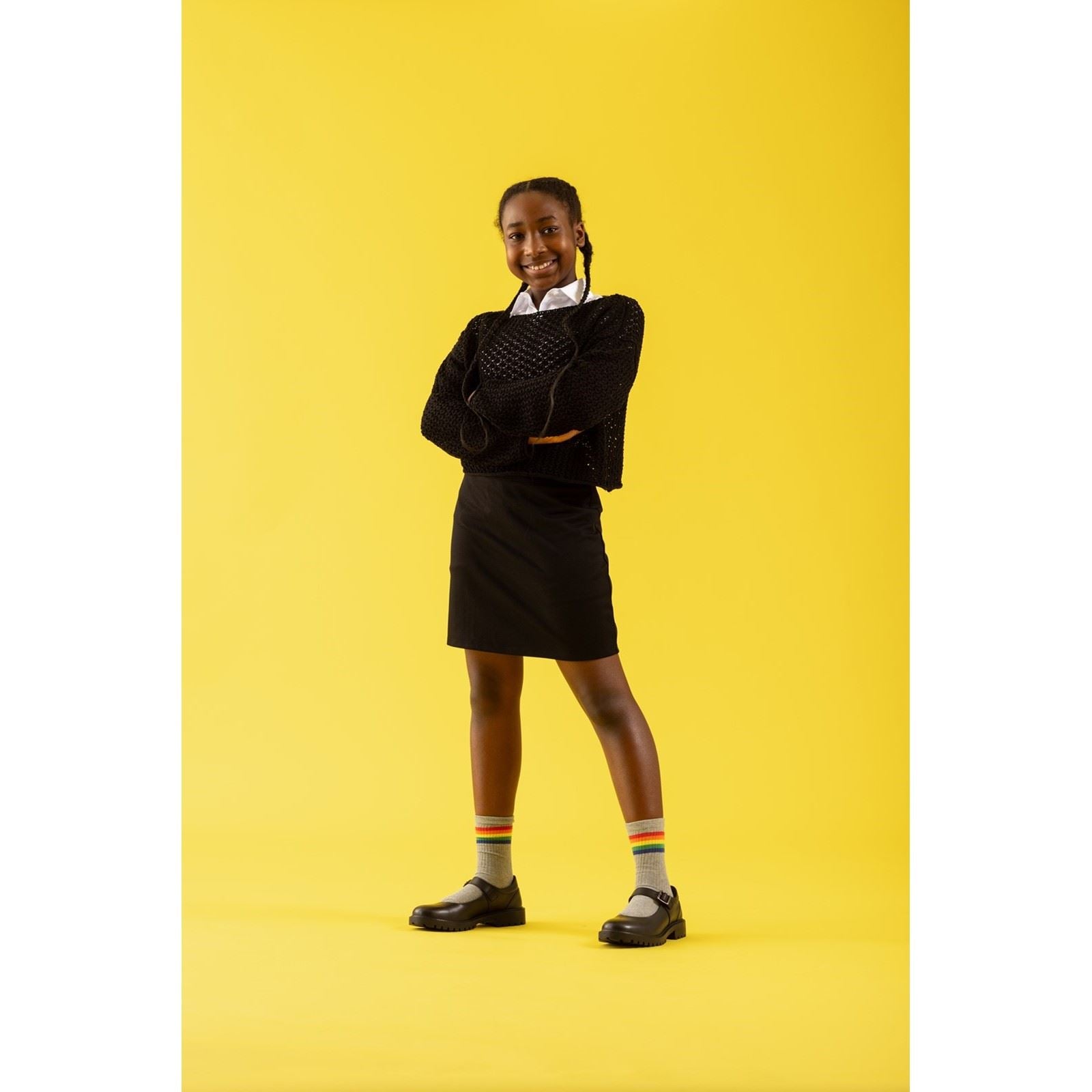 Hush Puppies Aurora Leather Youth Girl's Black Shoes