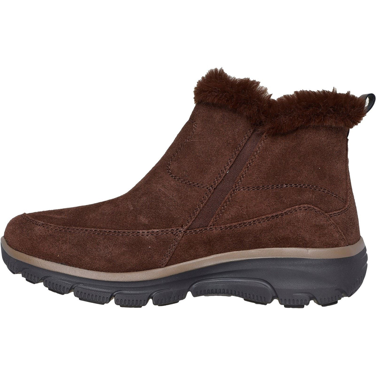 Skechers Easy Going Cool Zip! Leather Women's Brown Winter Ankle Boots