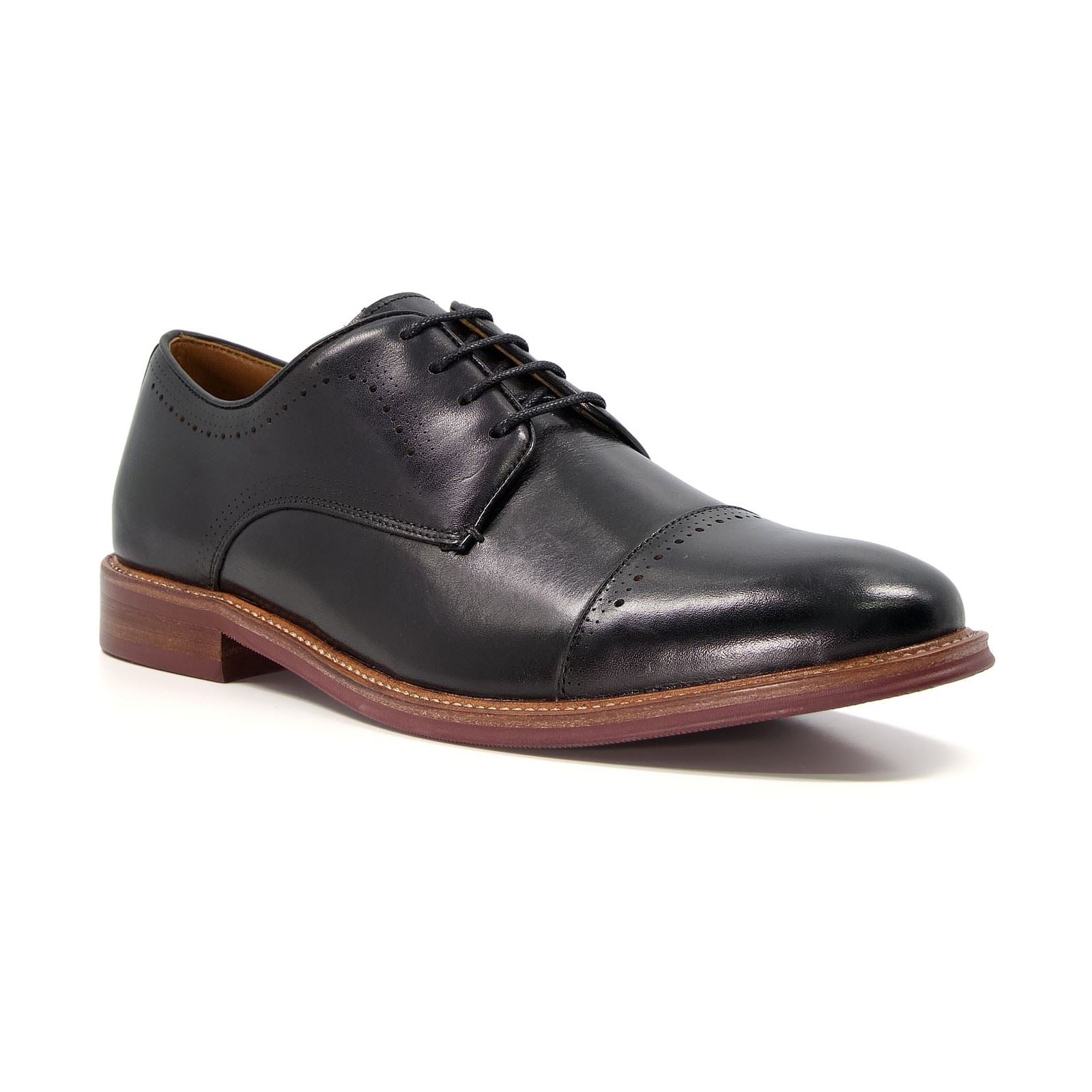 Dune Savion Leather Men's Black Oxford Shoes