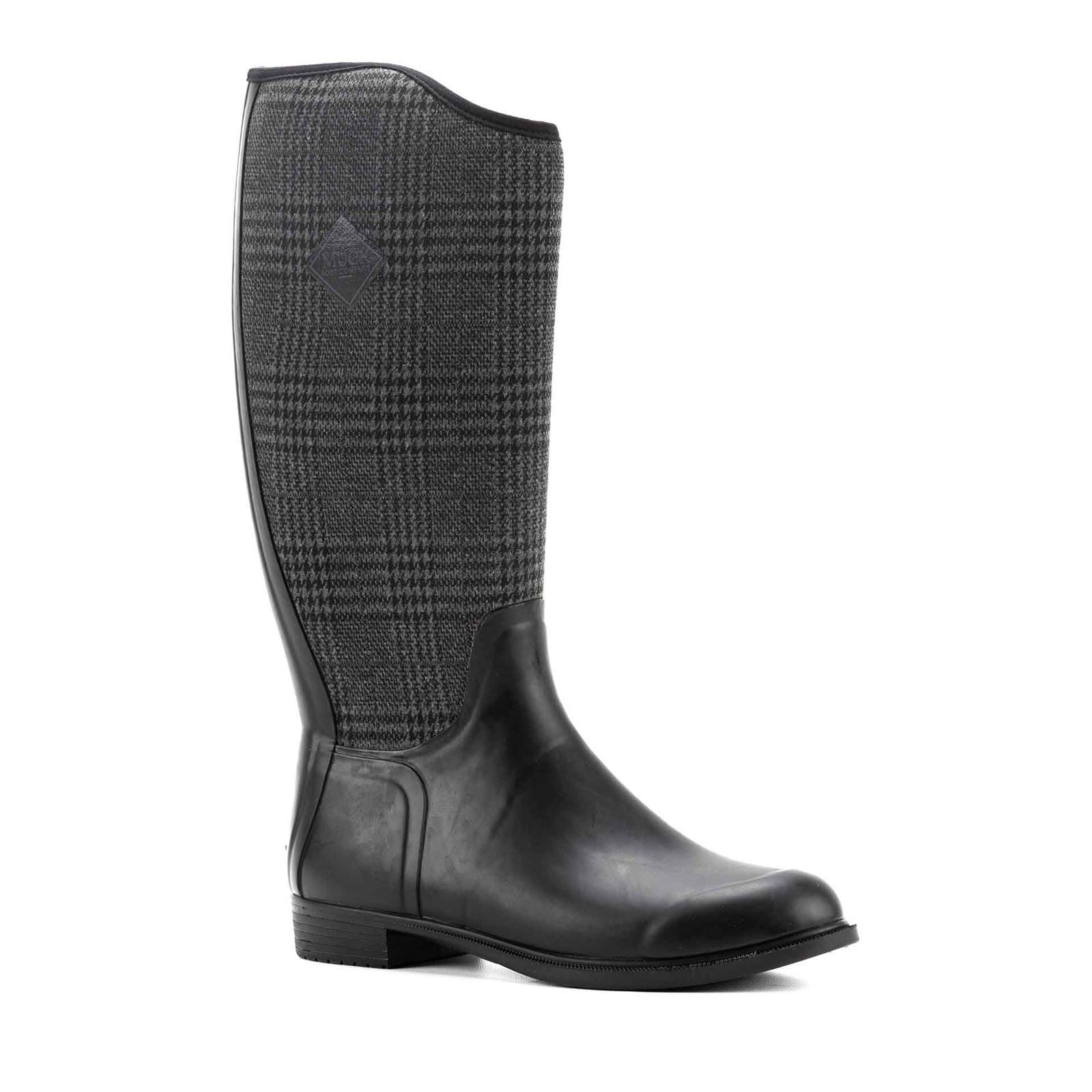 Muck Boots Derby Tall Rubber Women's Black/Plaid Winter Knee High Boots