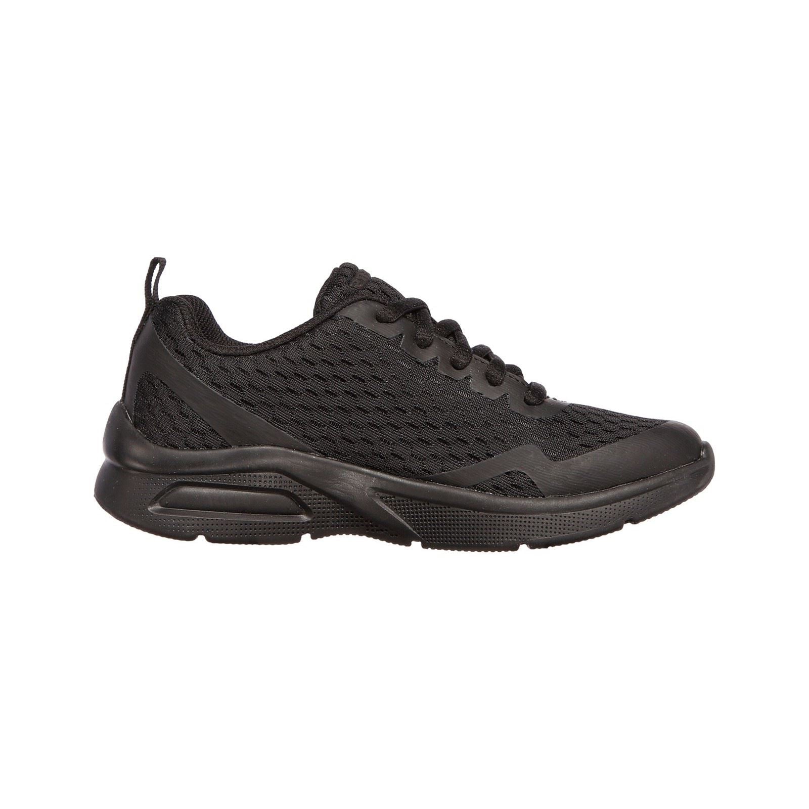 Skechers Microspec Max Synthetic Junior Black Textile & Trim Trainers