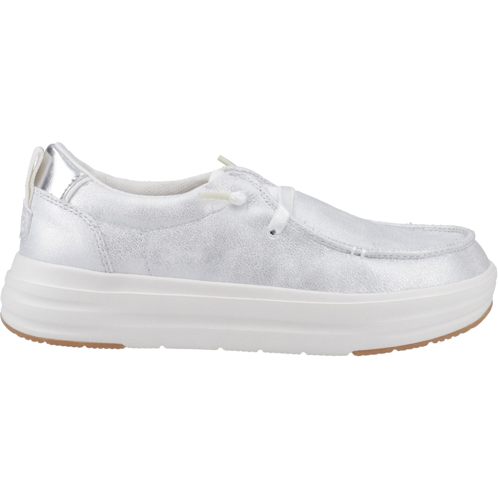 HEYDUDE Wendy Nova Shimmer Synthetic Women's Snow White Moccasins Shoes