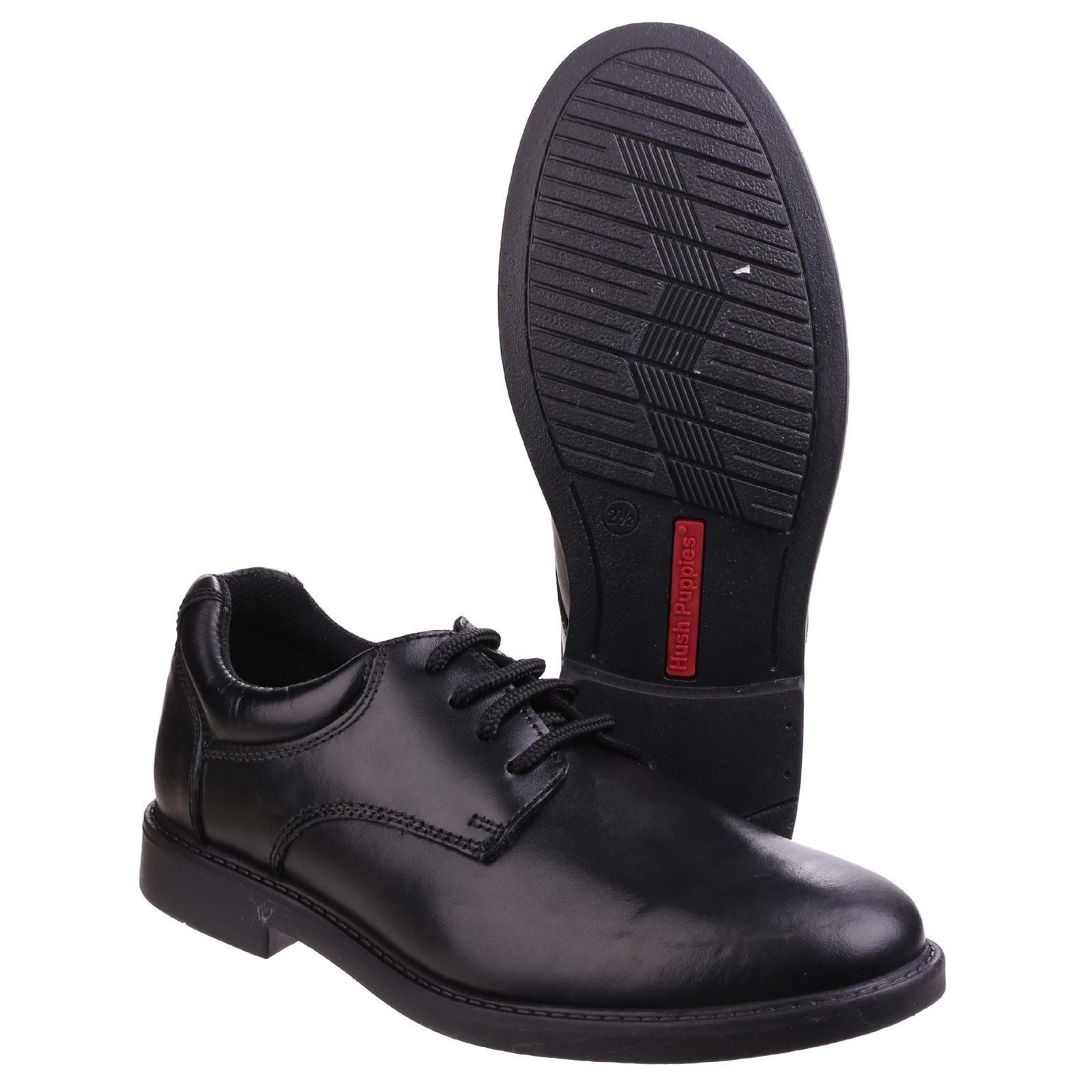 Hush Puppies Tim Youth Boy's Black Leather Shoes