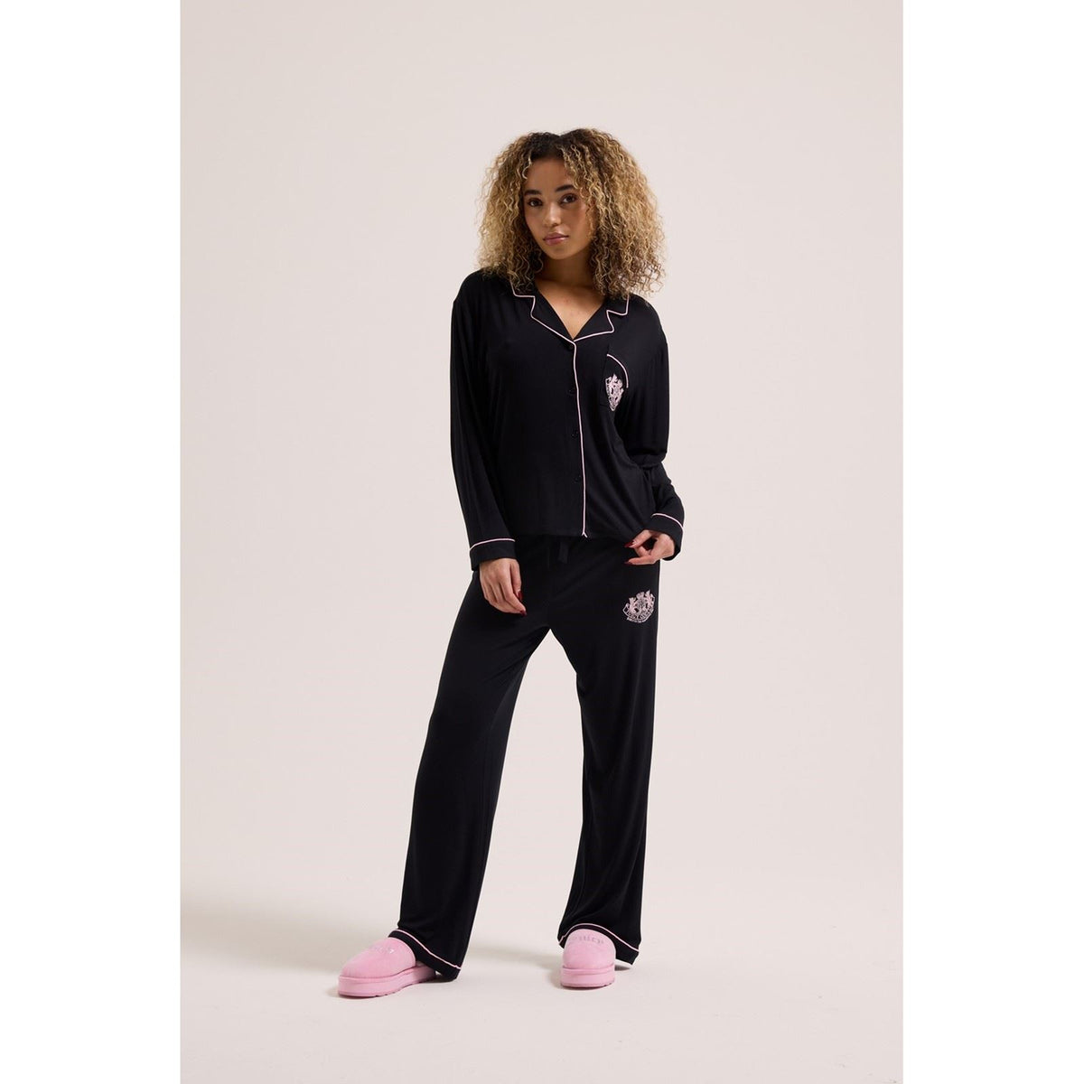 Juicy Couture Crest PJ Set Women's Black Pyjama Sets