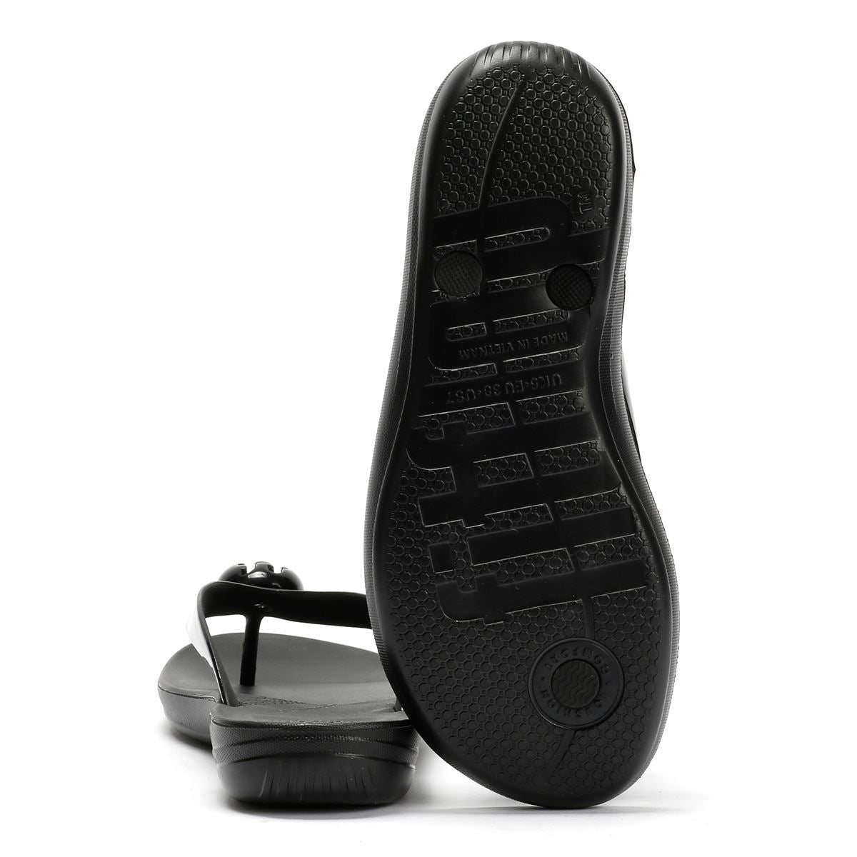 FitFlop Iqushion Glossy Button Women's Black Flip Flops