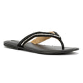 Tower London Metallic Bead Thong Women's Black Sandals