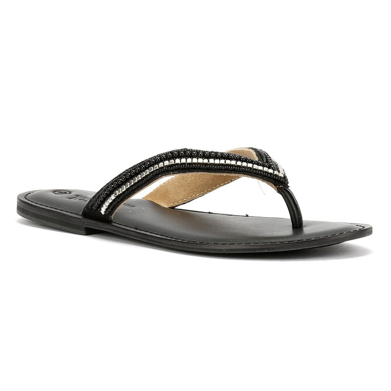 Tower London Metallic Bead Thong Women's Black Sandals