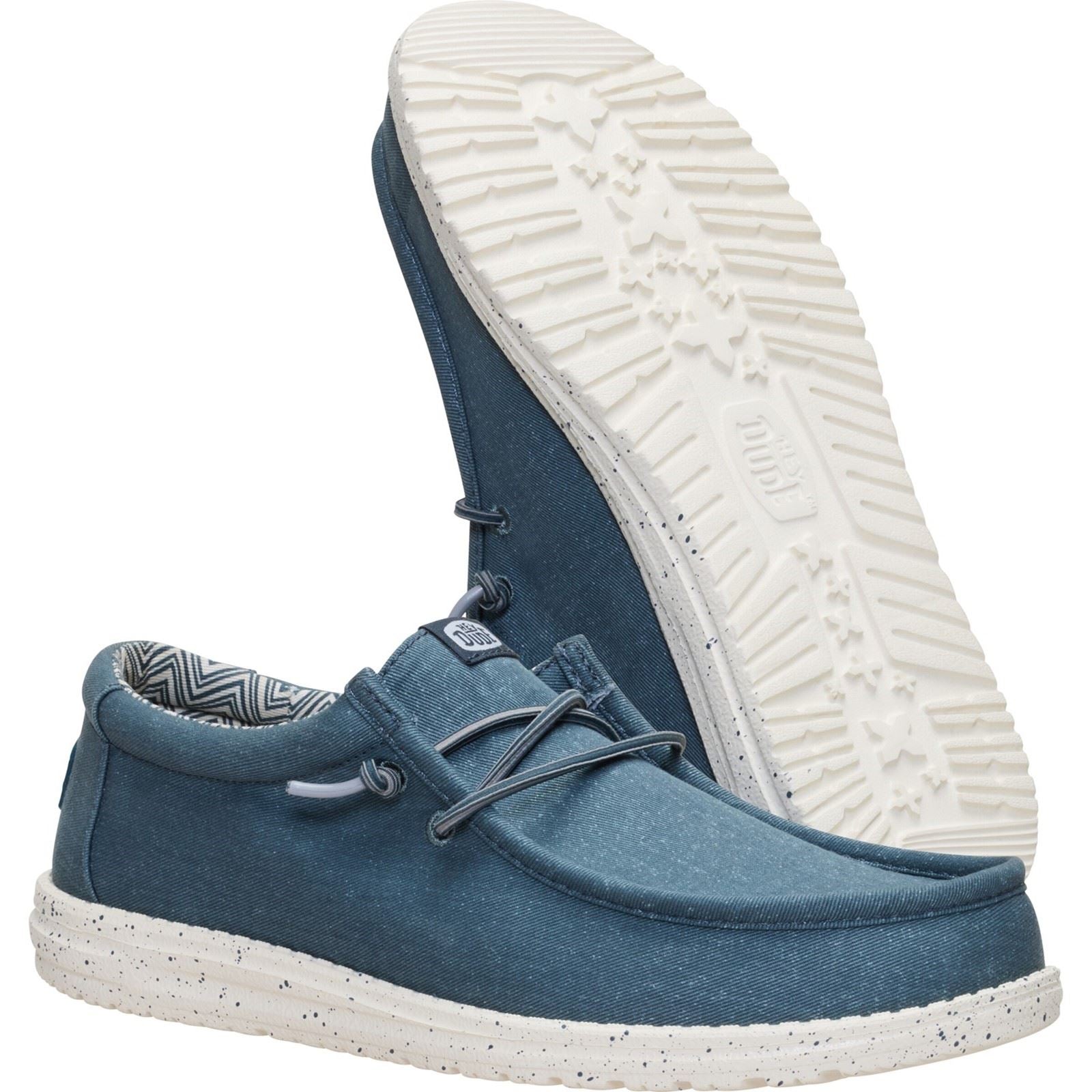 HEYDUDE Wally Stretch Cotton Men's Dark Slate Moccasins Shoes
