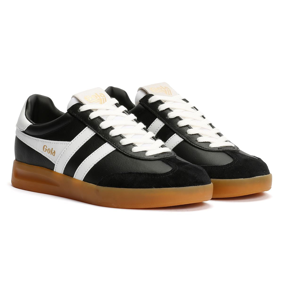 Gola Cyclone Leather Women's Black/White/Gum Trainers – Tower