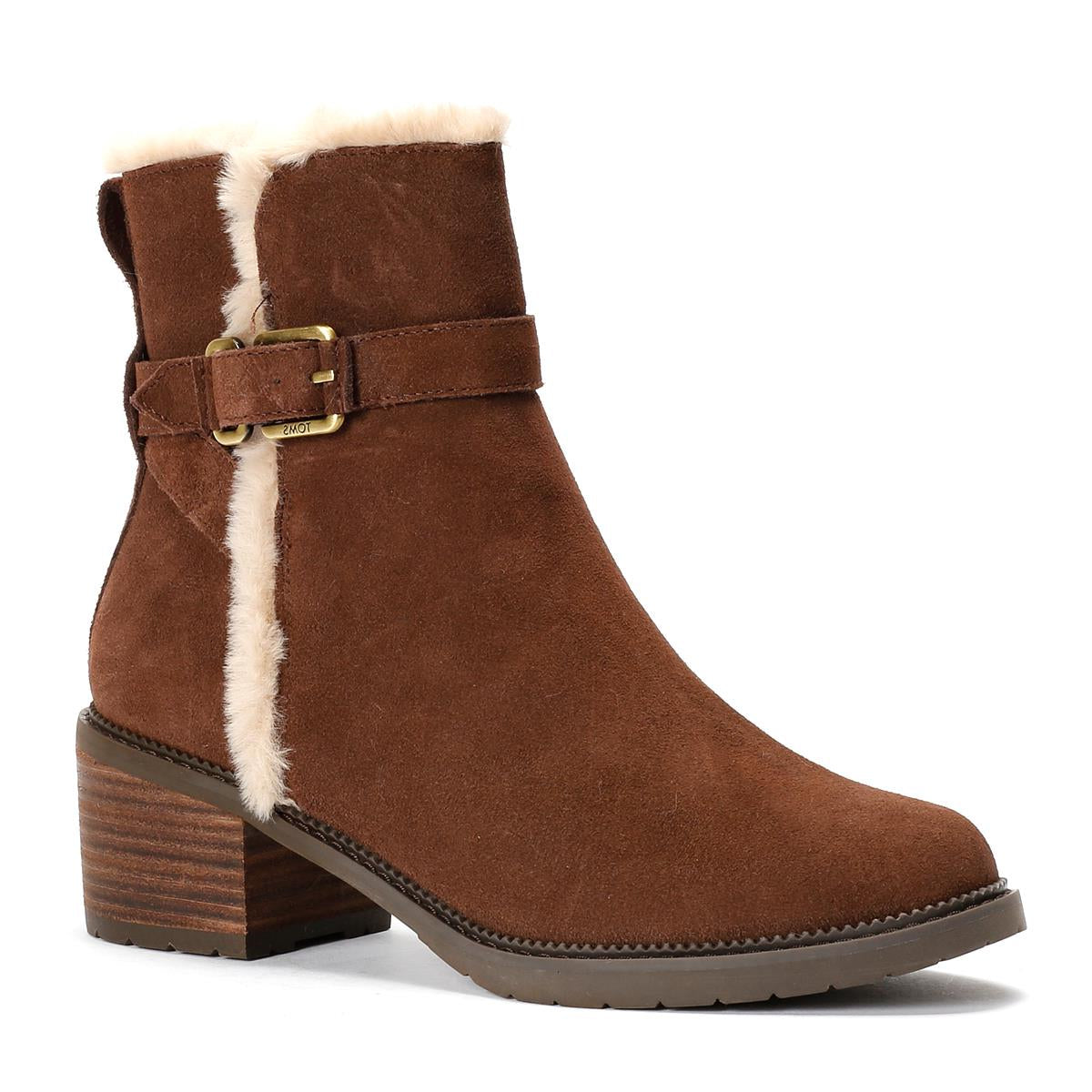 TOMS Hailey Buckle Suede Women's Dark Brown Boots