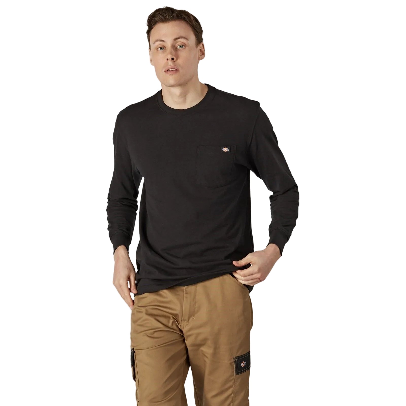 Dickies Pocket Long Sleeve Cotton Men's Black T-Shirt
