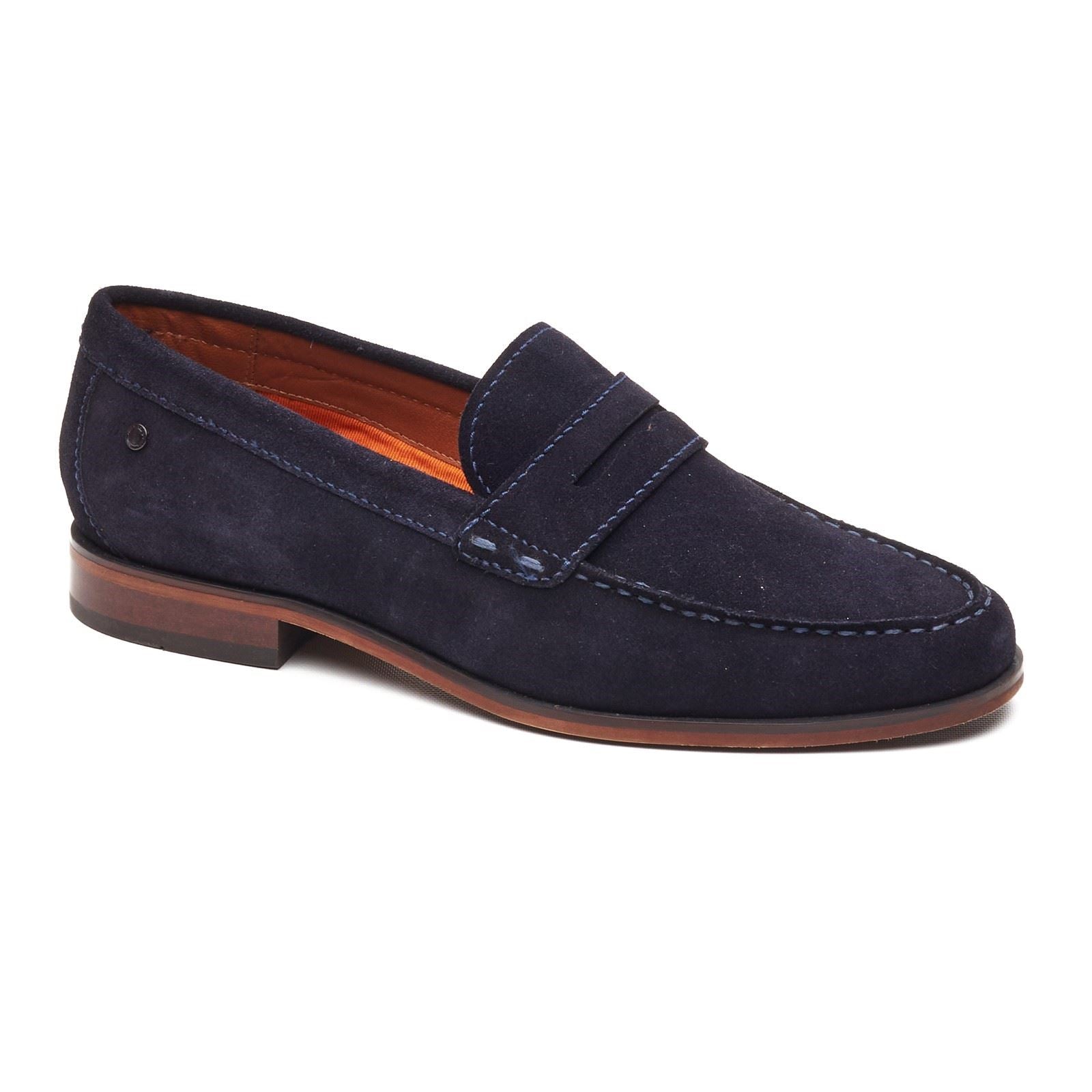 Base London Slate Loafer Leather Men's Navy Loafers