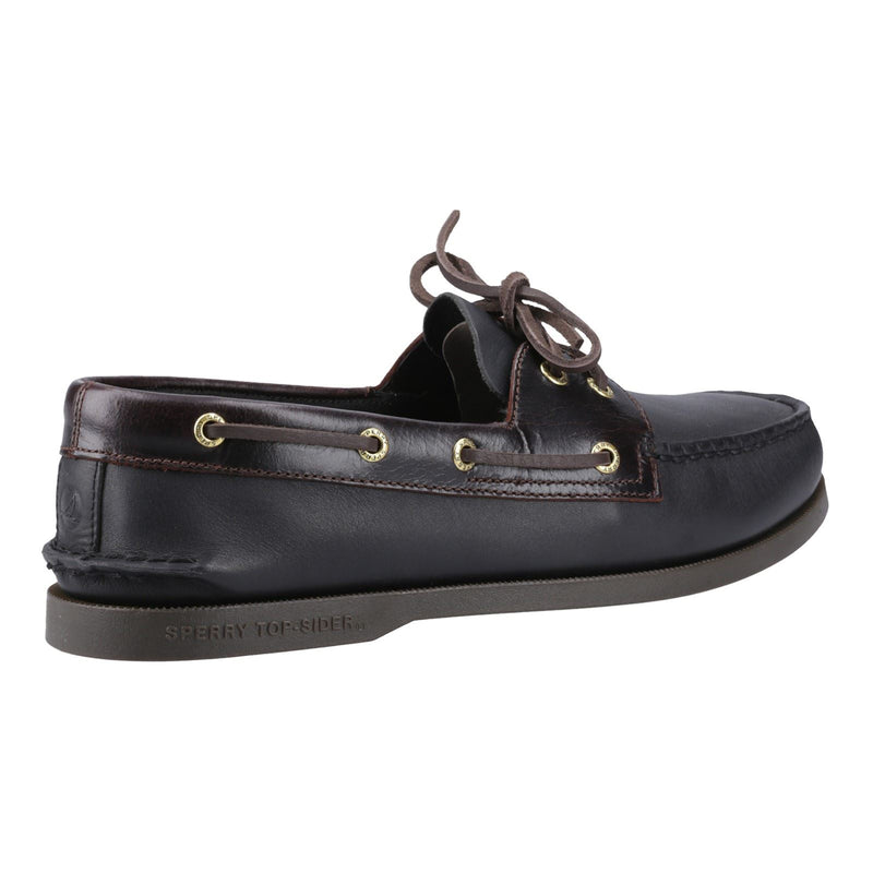 Sperry Authentic 2 Eye Leather Men's Amaretto/Black Boat Shoes