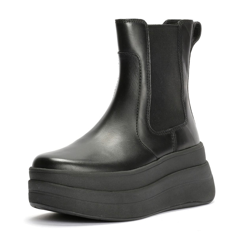 FitFlop F-Mode Leather Women's Black Boots