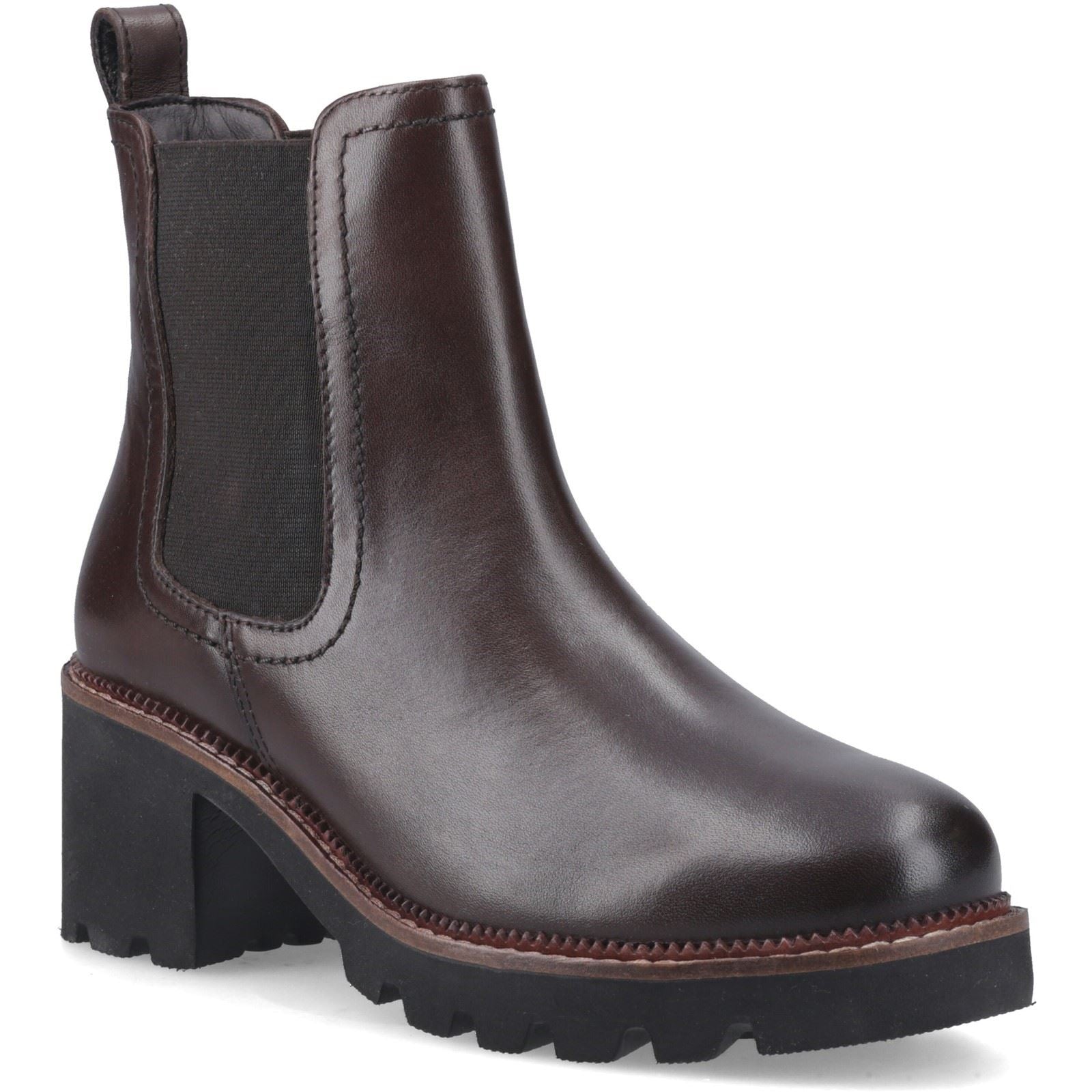 Hush Puppies Gaia Leather Women's Chocolate Heeled Chelsea Boots
