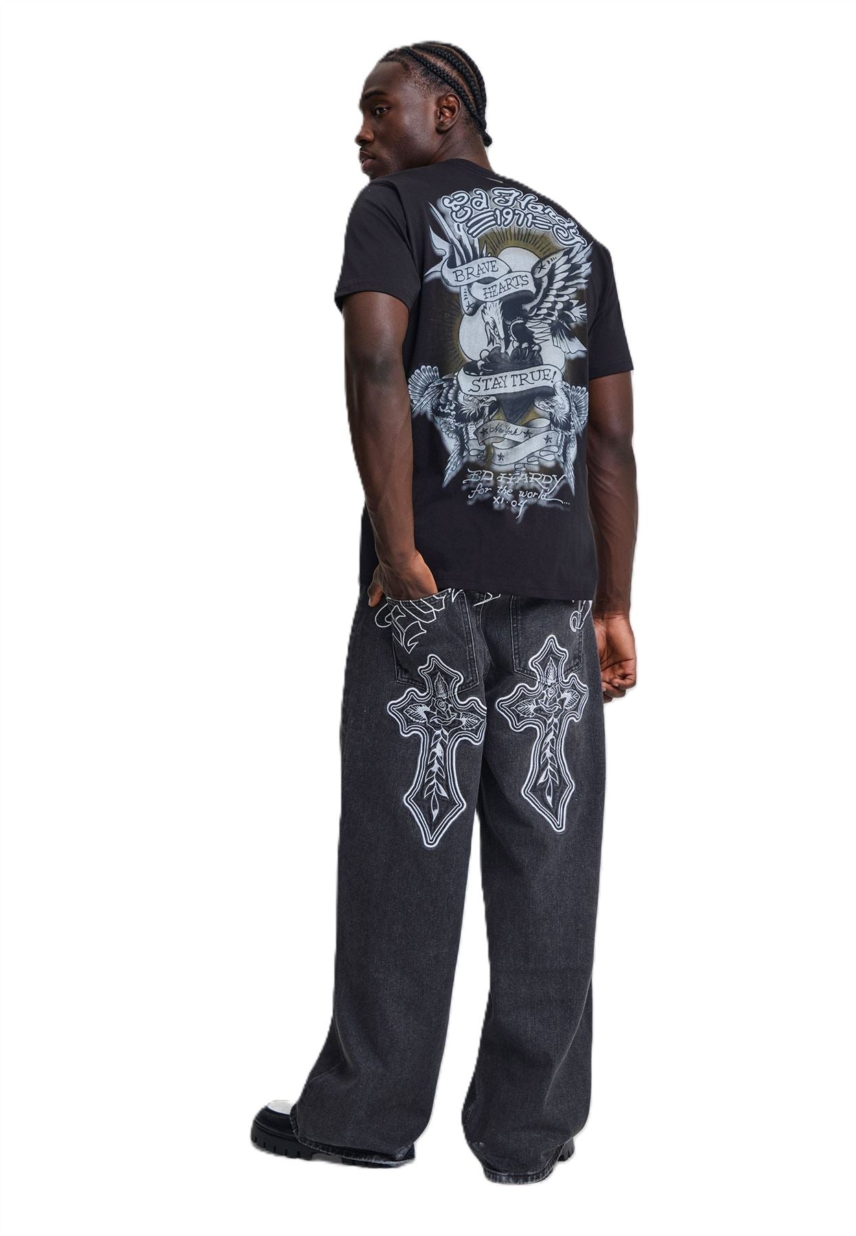 Ed Hardy Stay True Graphic Regular Men's Black T-Shirts
