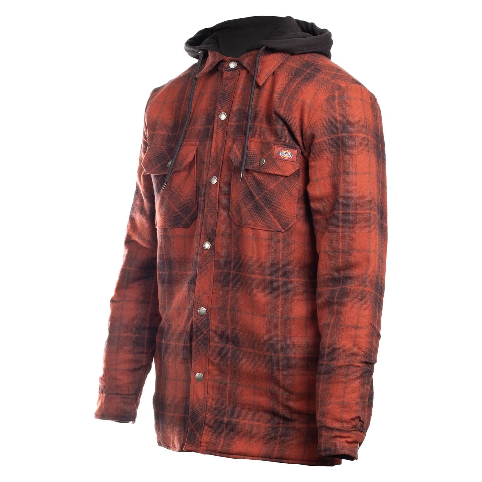 Dickies Fleece Hood Flannel Men's Red Shirt Jacket