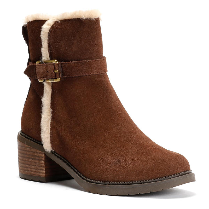 TOMS Hailey Buckle Suede Women's Dark Brown Boots