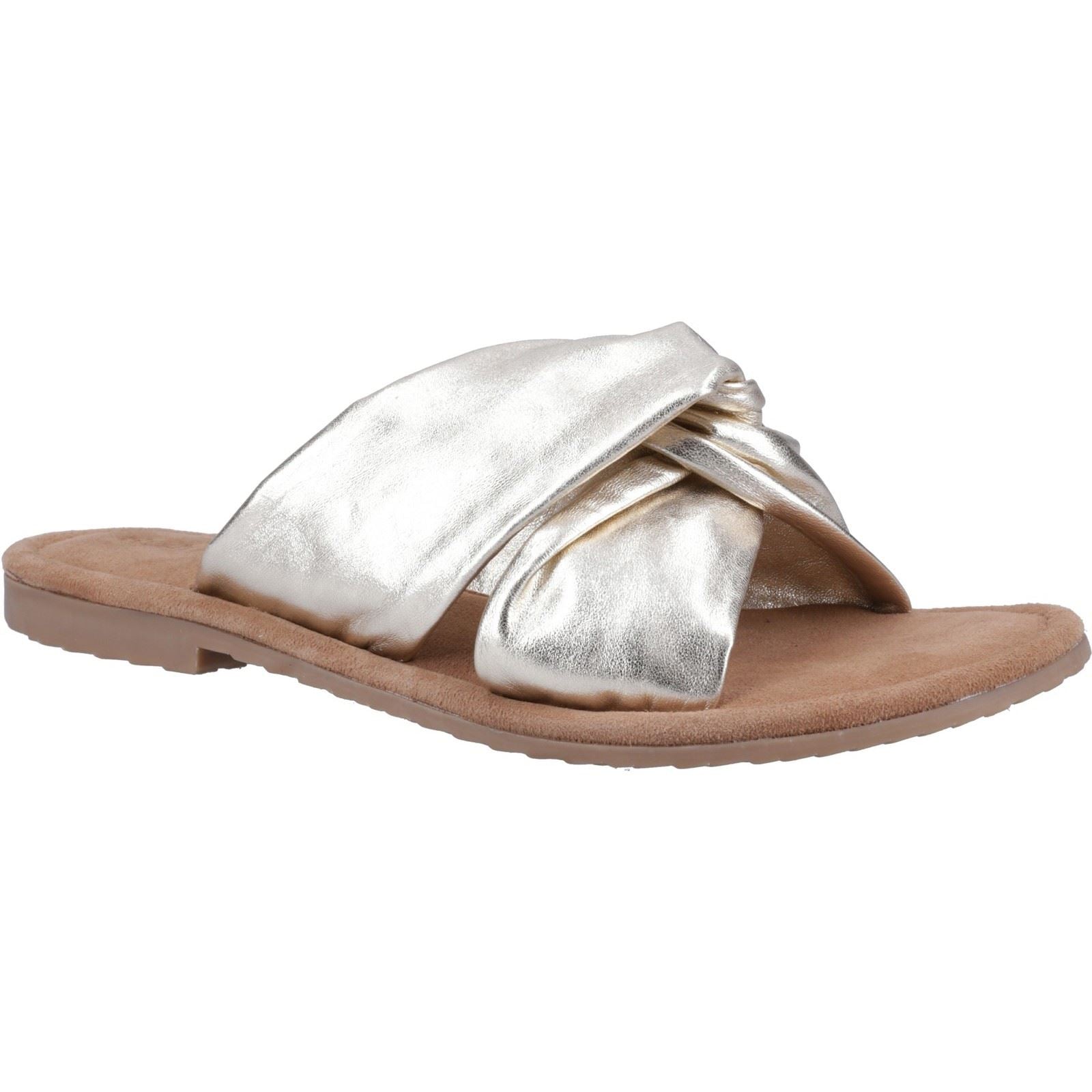 Hush Puppies Amy Wide Fit Leather Women's Gold Sandals