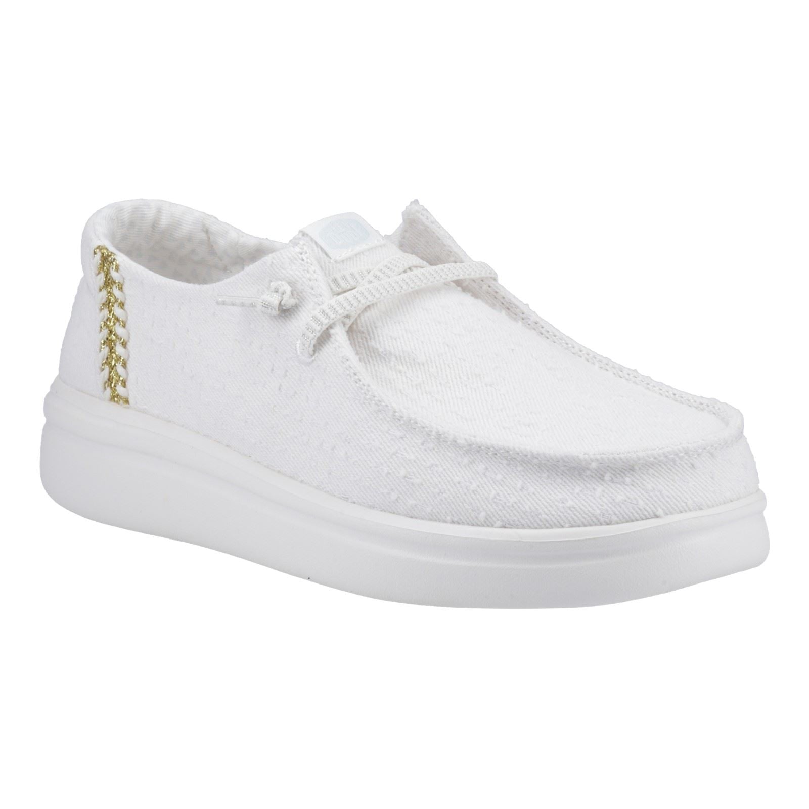 HEYDUDE Wendy Rise Perf Canvas Synthetic Blend Women's White Moccasins Shoes