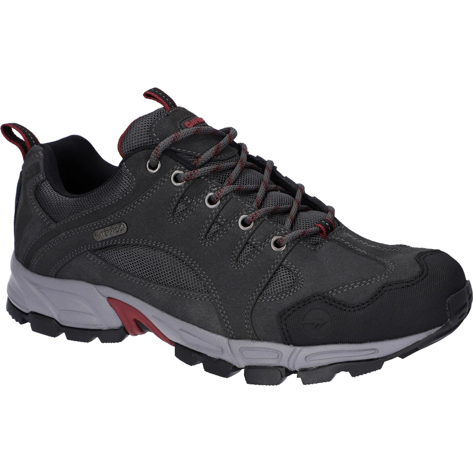 Hi-Tec Auckland Lite Leather Men's Graphite Grey/Dark Red Hiking Boots
