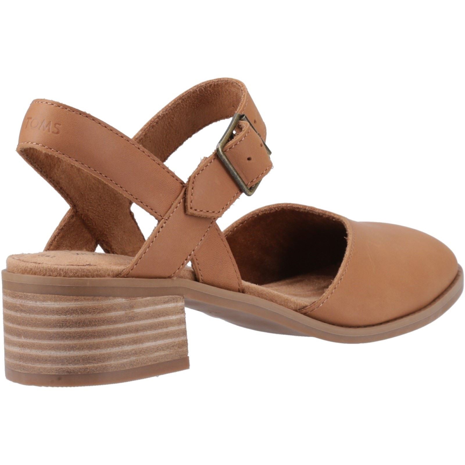 TOMS Jaclyn Leather Women's Brown Sugar Round Slingback Heels