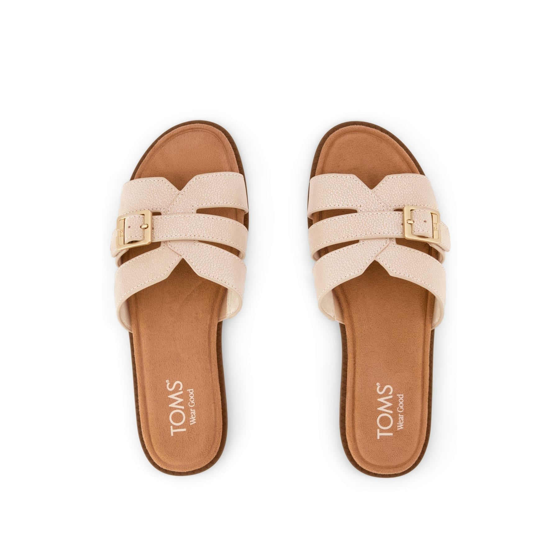 TOMS Sol Mule Leather Women's Champagne Sandals