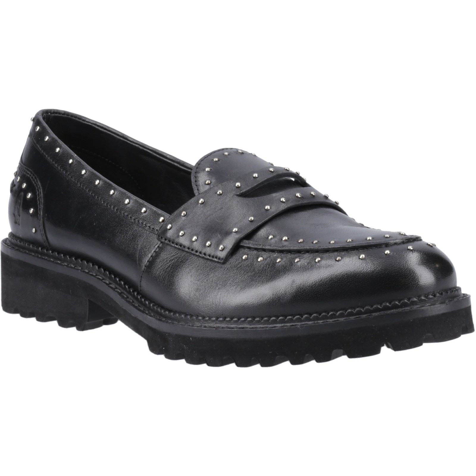 Hush Puppies Genie Leather Women's Black Standard Loafers