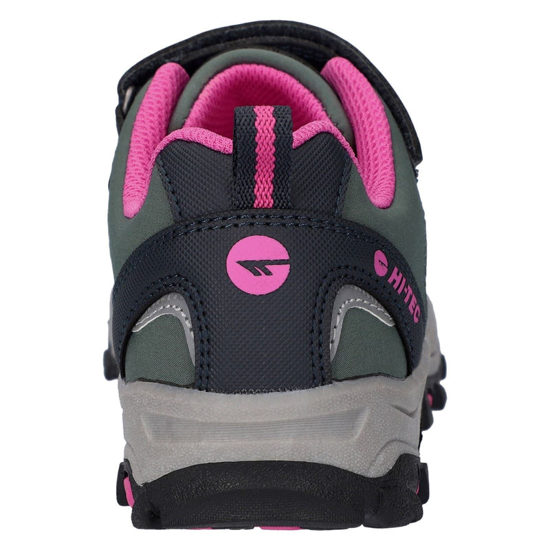 Hi-Tec Blackout Low Synthetic Soft Shell Junior Dark Forest/India Ink/Pink Hiking Boots