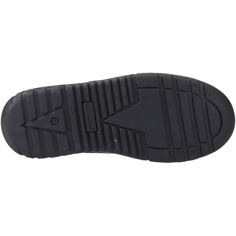 Hush Puppies Sutton Bungee Leather Junior Black Lace-Up Shoes