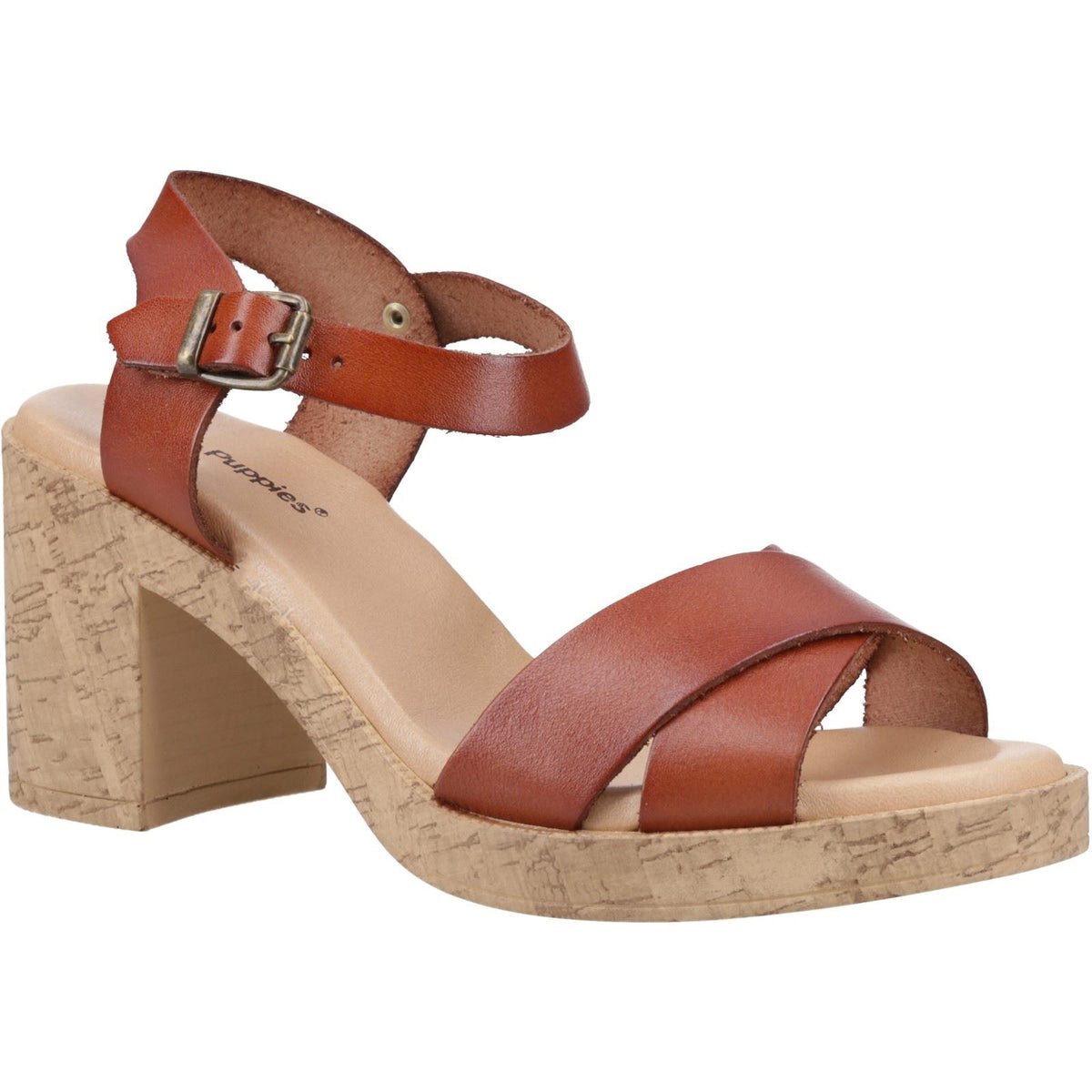 Hush Puppies Georgia Cork Leather Women's Tan Heels