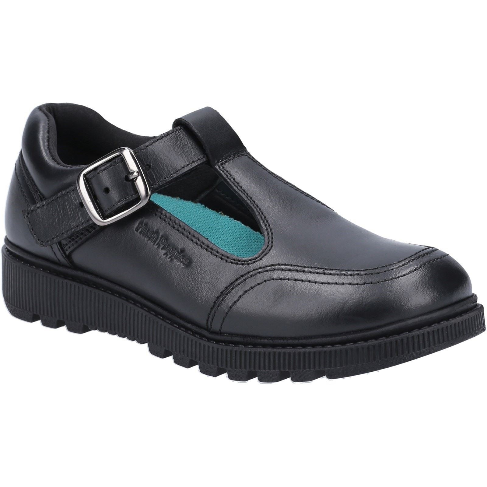 Hush Puppies Kerry Youth Girl's Black Leather Shoes