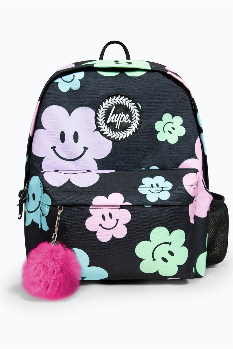 Hype Iconic Girl's Black Happy Flower Backpack