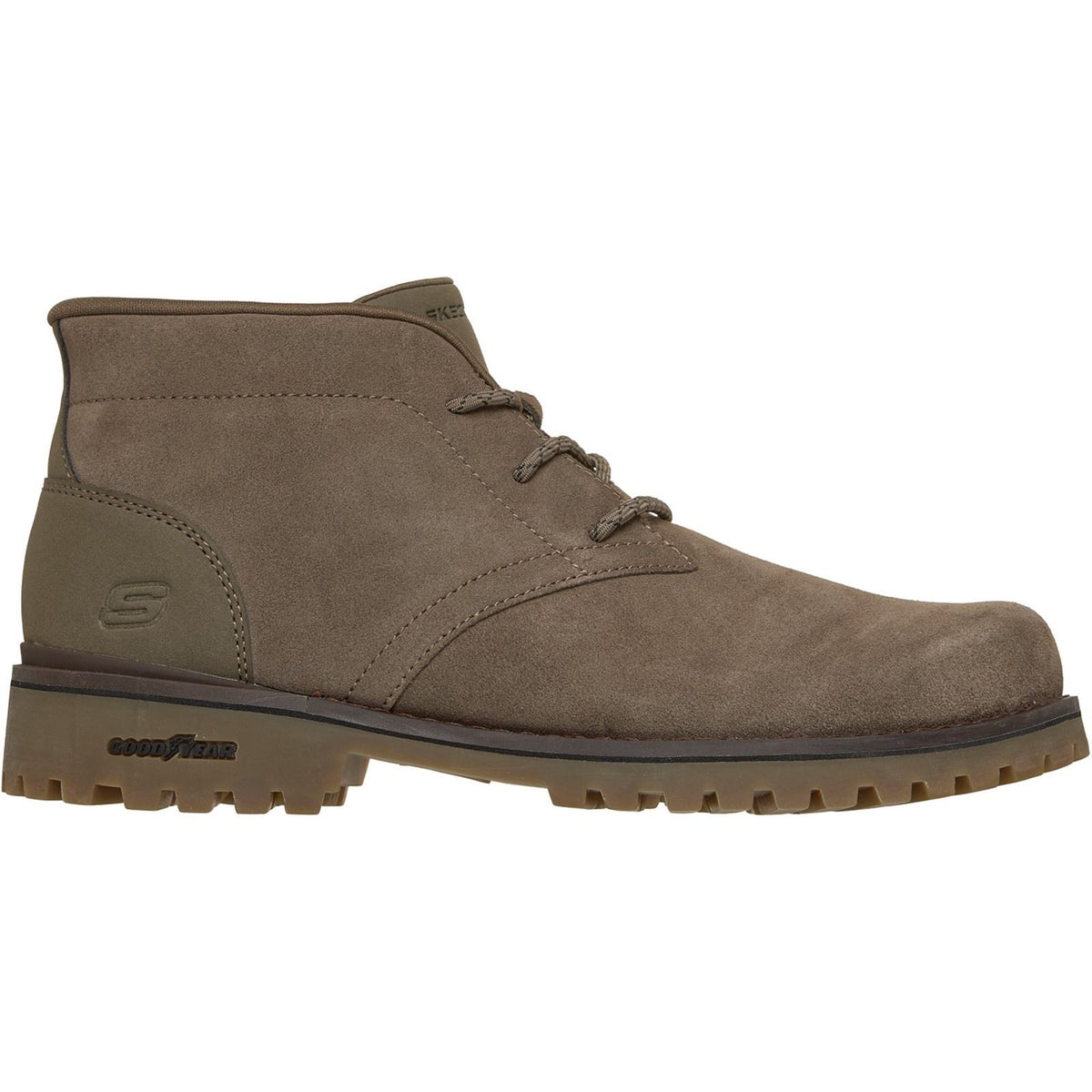 Skechers Quintero Damien Leather Men's Dark Taupe Ankle Boots