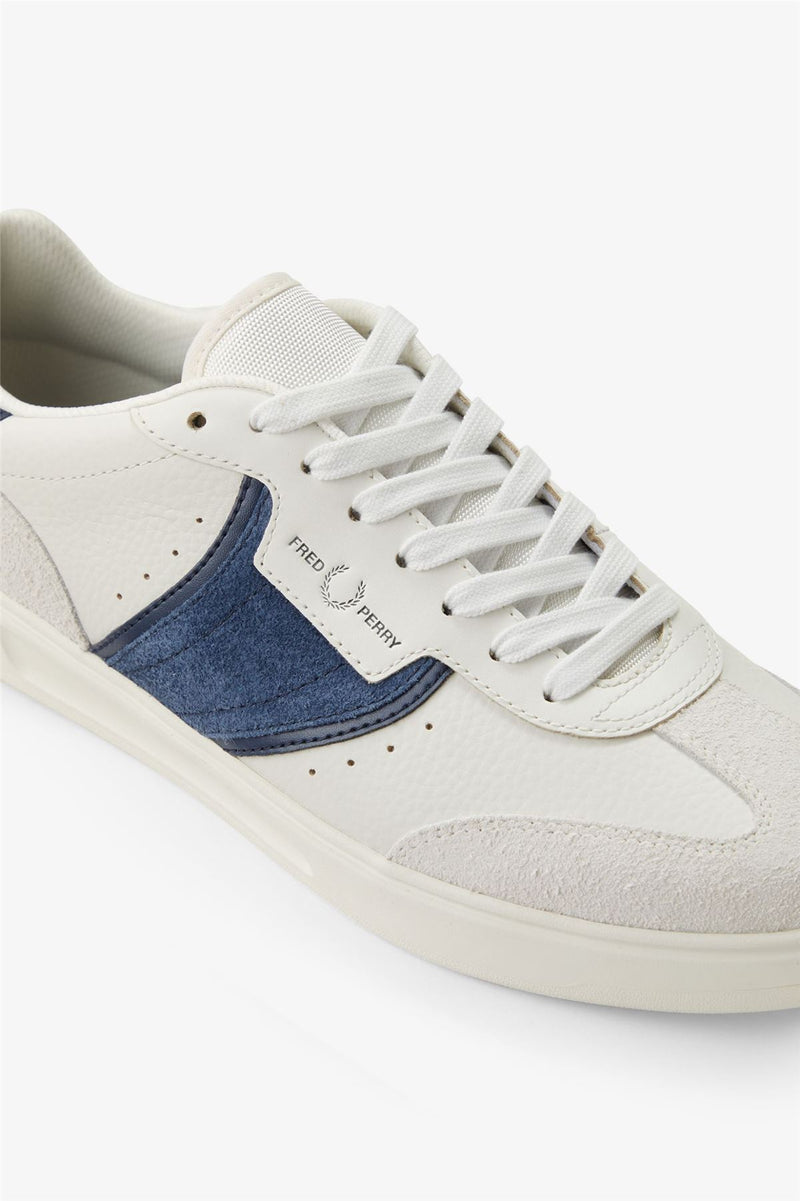 Fred Perry B4 Textured Leather/Suede Men's Porcelain/Blue Trainers