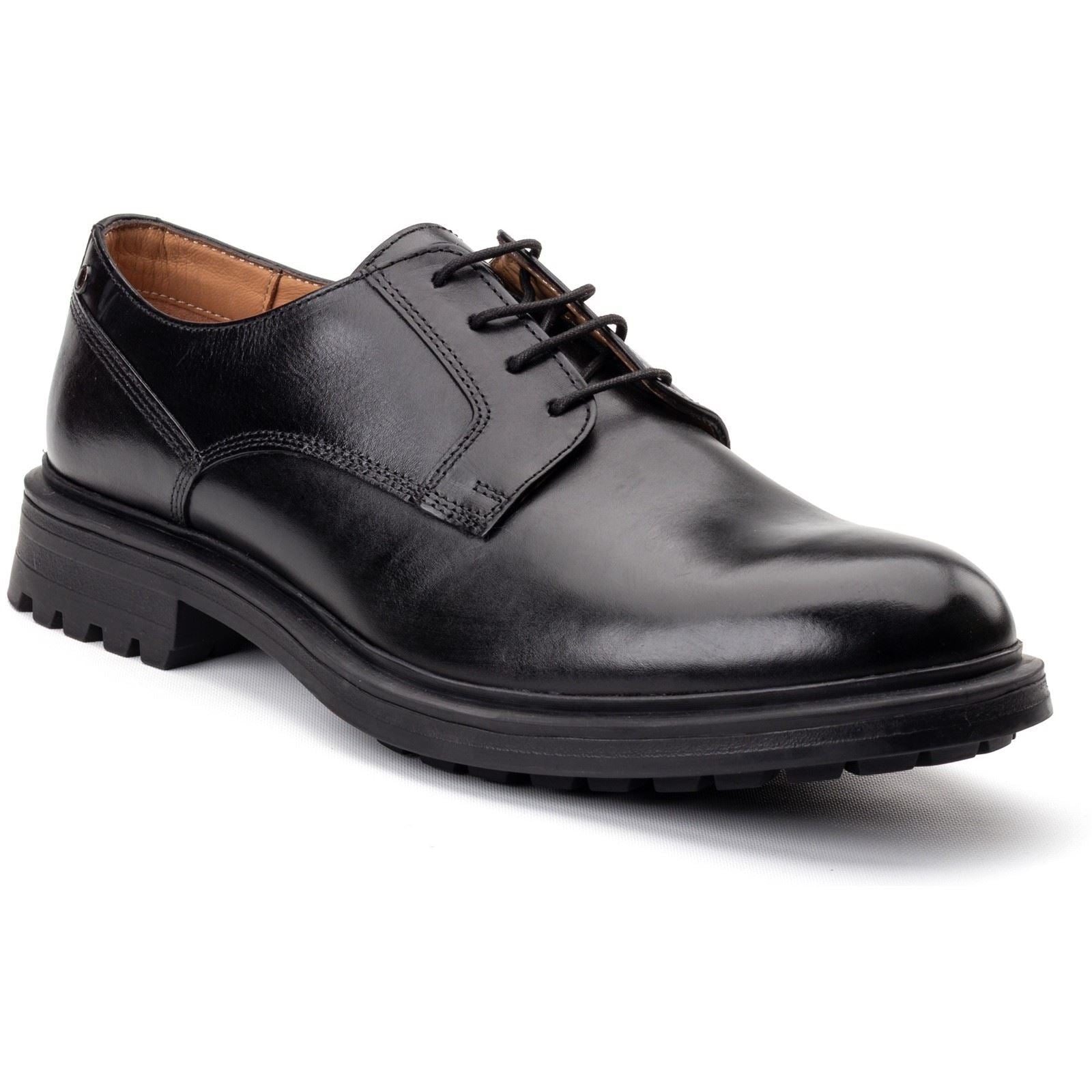 Base London Locke Leather Men's Black Lace-Up Shoes