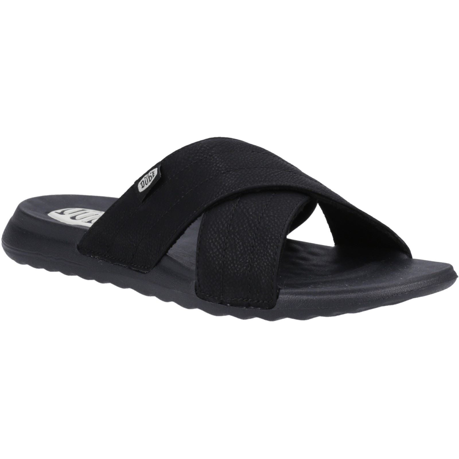 HEYDUDE Christi Slide Distressed Synthetic Women's Black Sandals