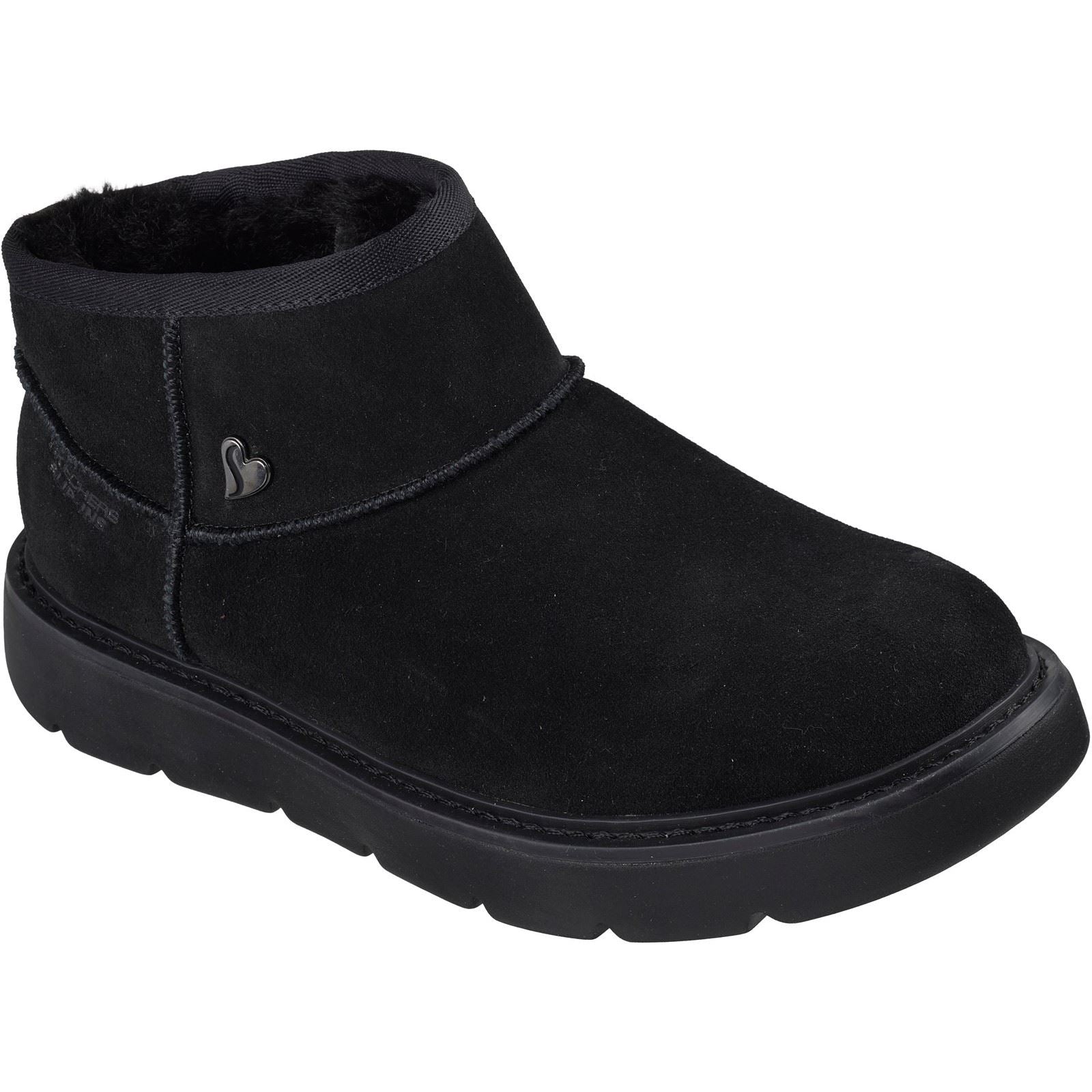 Skechers Keepsakes Cozy Mini Leather Women's Black Suede/Faux Fur Boots