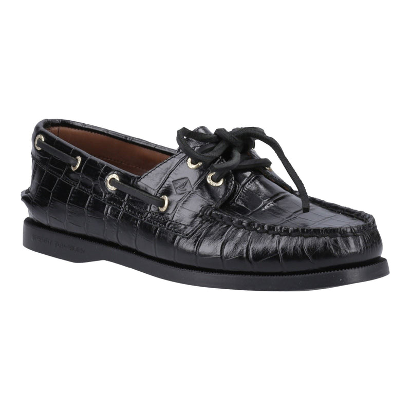 Sperry Authentic 2 Eye Leather Women's Black Boat Shoes