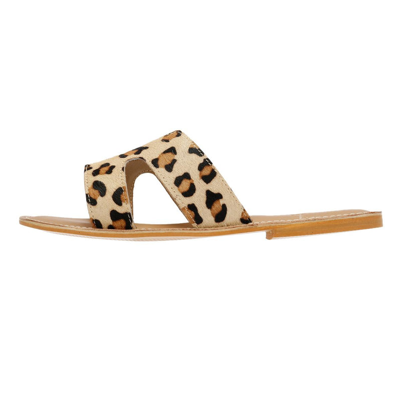 Tower London Cut Out Leather Women's Leopard Print Mules