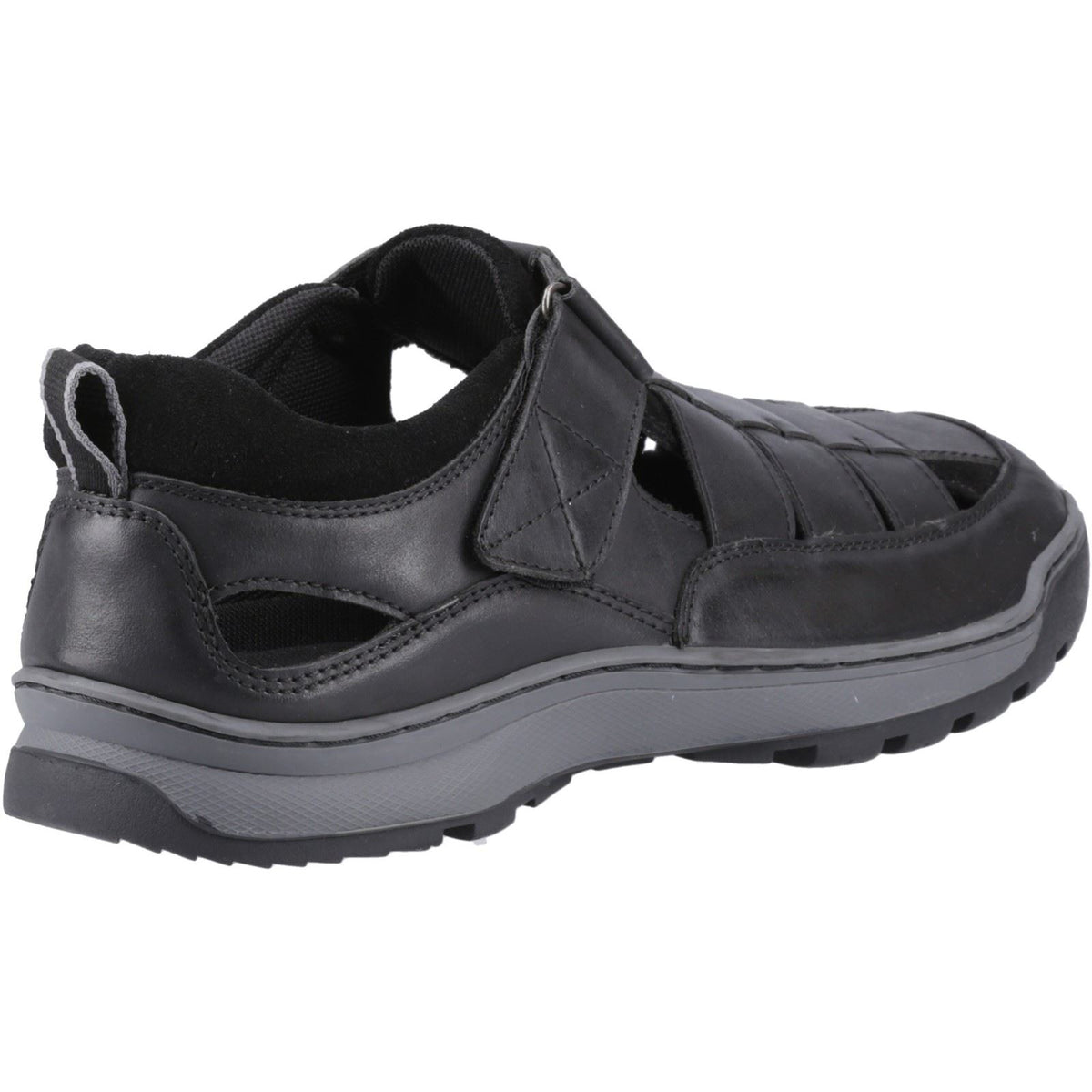 Hush Puppies Rucker Leather Men's Black Sandals