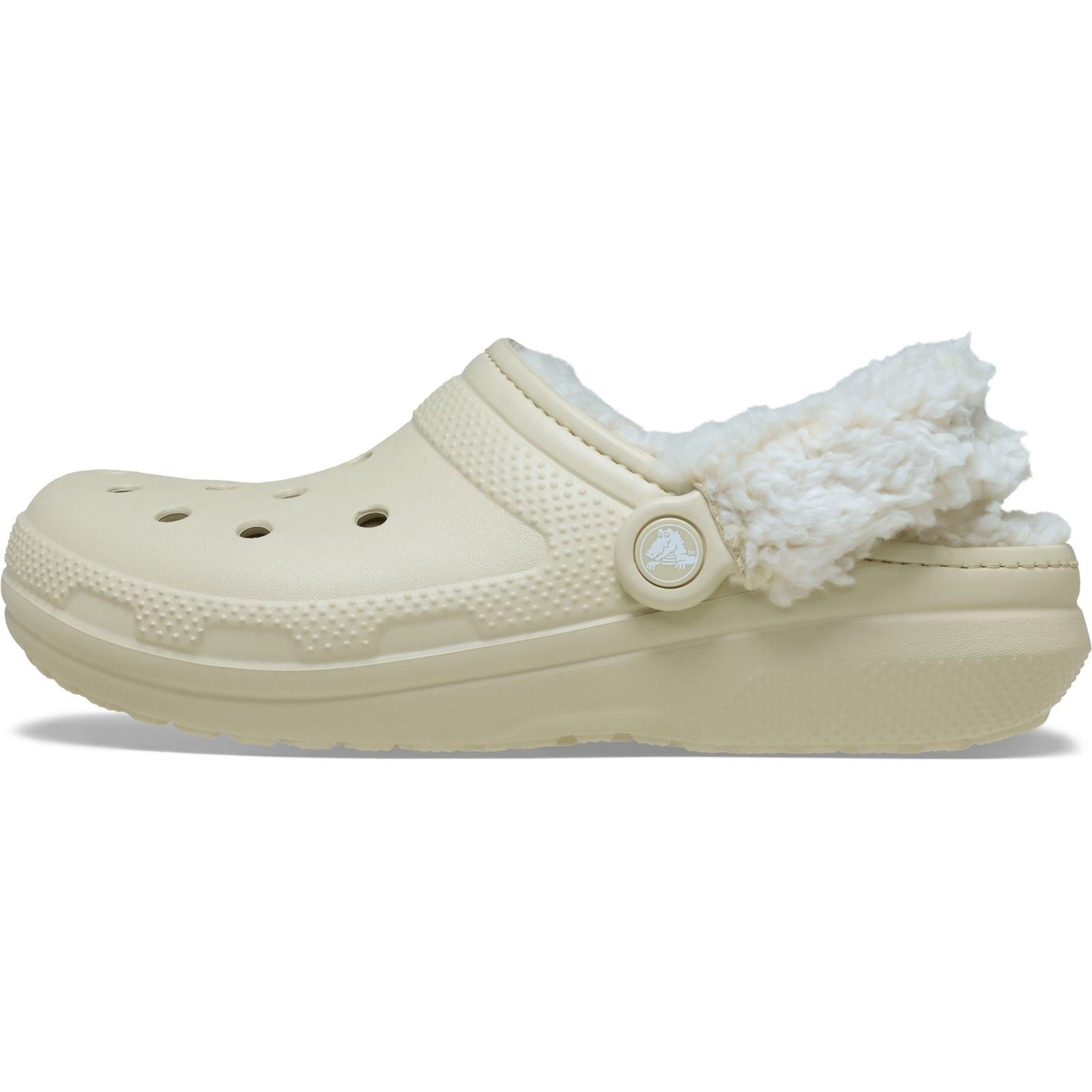 Crocs Classic Fleece Lined Polyester Blend Women's Bone Clogs