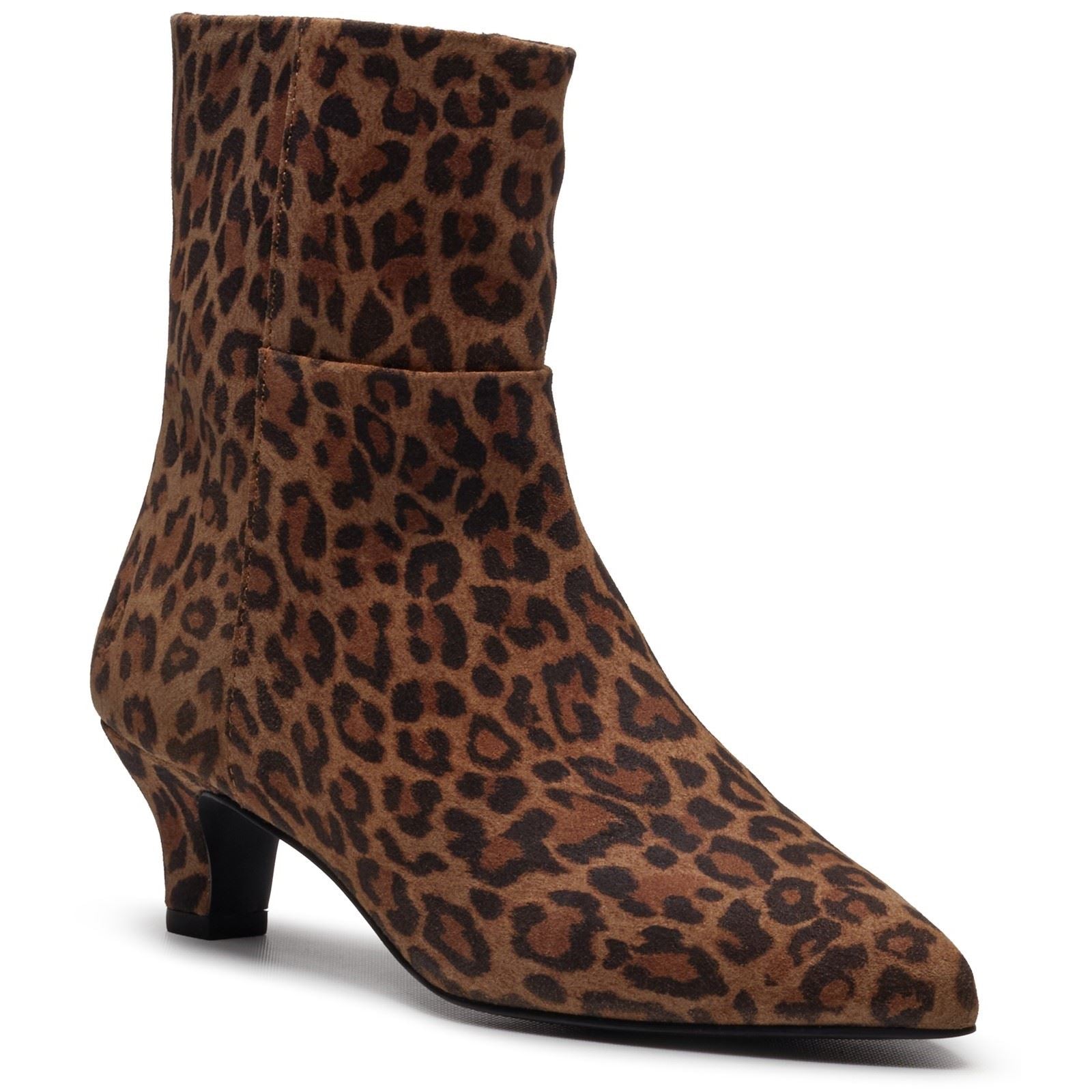Hush Puppies Nahla Heel Leather Women's Leopard Heeled Ankle Boots